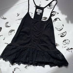 Old Navy Black Tank Top XS Racerback Lace Ruffle
